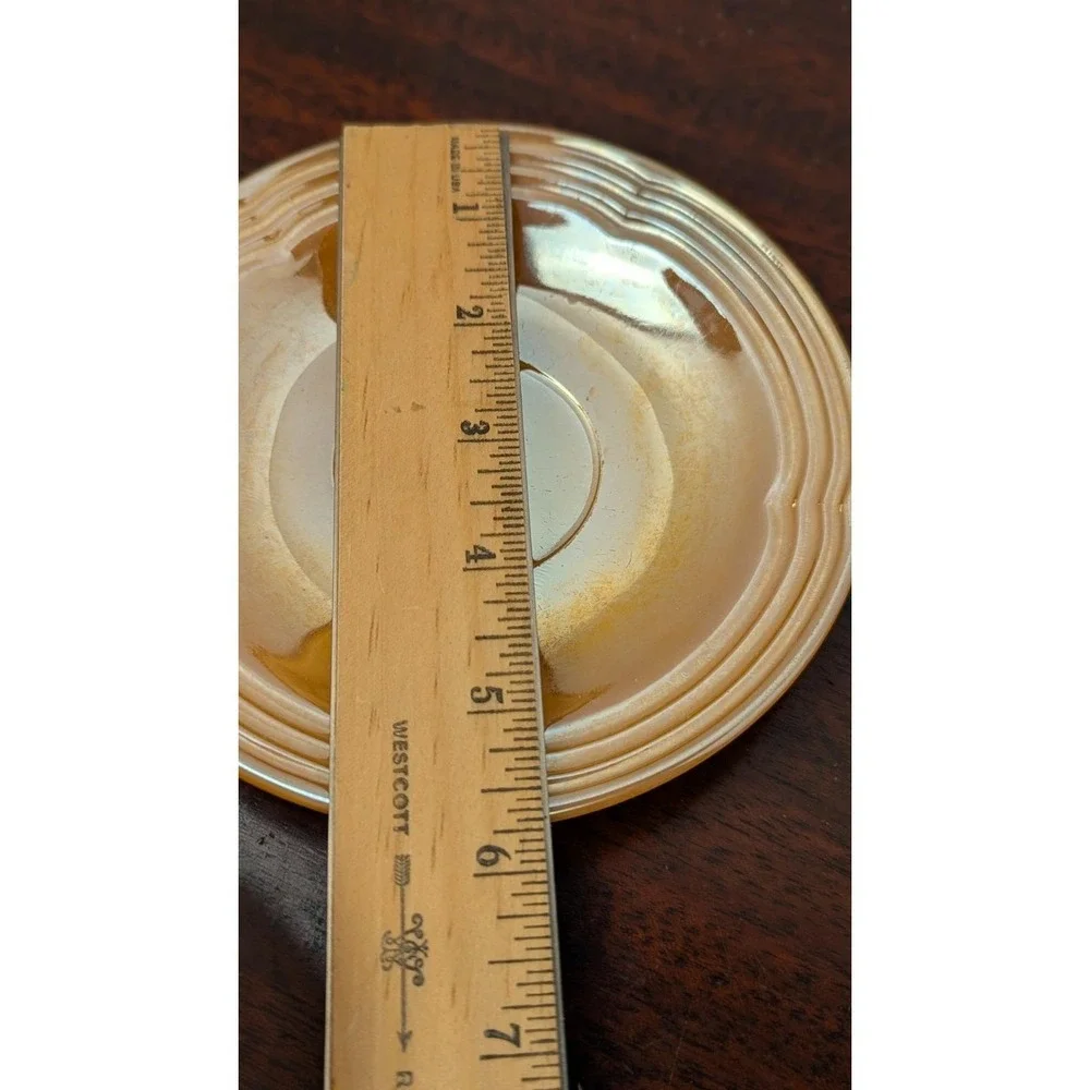 Fire King Peach Lustreware Cup Saucer Set Anchor Hocking Vintage Glass 4pc